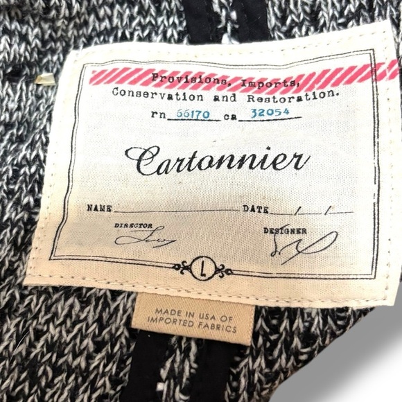 Cartonnier Anthropologie Black White Cream Knitted Open Blazer Cardigan Large - Picture 8 of 10